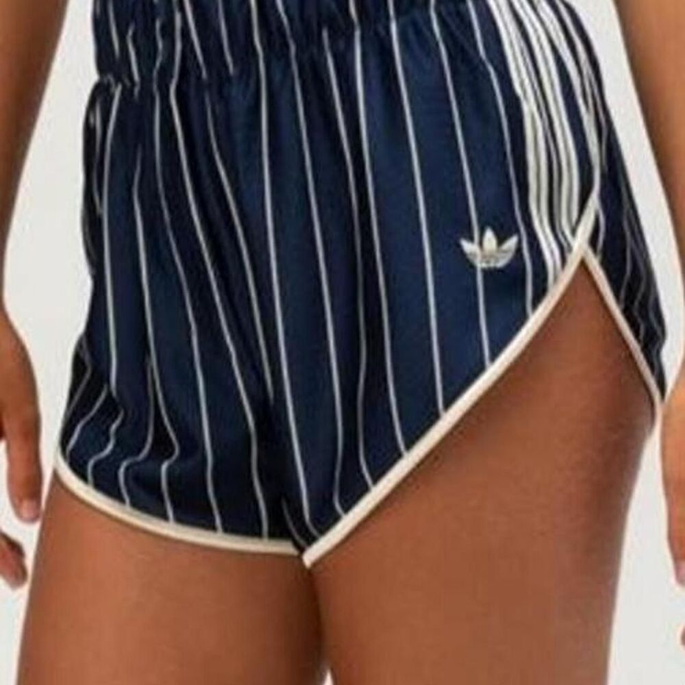 adidas Navy Blue Striped Retro Running Shorts - Picture 3 of 8
